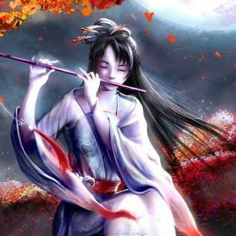 Anime Wallpaper Flute Girl Fantasy Stock