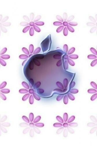 HD Purple Flowers And Apple iPhone Wallpaper Background