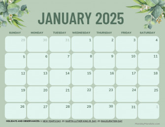 January Calendar Wallpaper