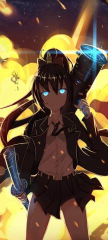 Anime Girl Rocket Katana War Explosion
