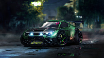 Rocket League Green Vehicle In Blur Light Background HD Games Wallpaper