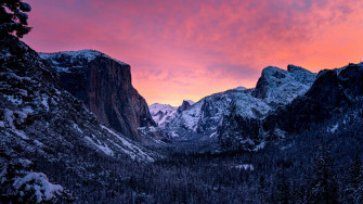 8k Ultra HD Nature Snowy Mountains Wallpaper