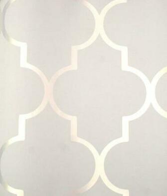 Silver Reflective Alahambra On White Contemporary Wallpaper Is