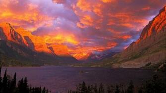 Sunrise National Park Glacier Saint Mary Lake Wallpaper