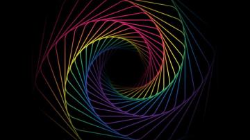 Cosmic Rainbow Swirl Spiral Black Background Multicolor 4k