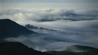 Wallpaper Mountains Trees Fog Haze