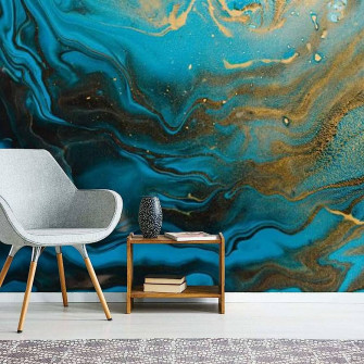 Peel And Stick Art Mural Poster Acrylic Fluid Blue Aquamarine