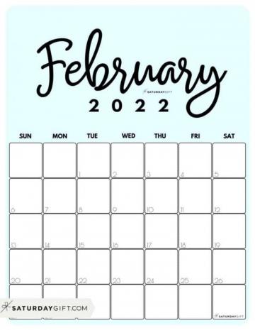 Cute Printable February Calendar Saturdaygift