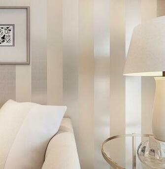 Metallic Glitter Off White And Silver Wide Stripe Modern Wallpaper