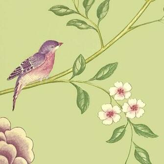 Pavilion Floral Wallpaper Green With And Bird Print