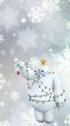 Baymax In Christmas Lights Disney Phone Wallpaper