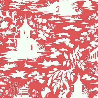 Toile Wallpaper Salmon Pink White Double Roll Traditional