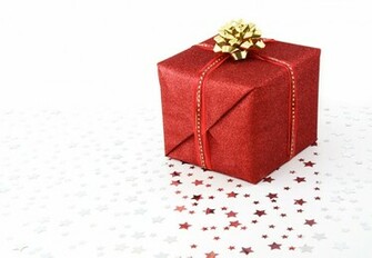 Description Red Christmas Present On White Background Jpg