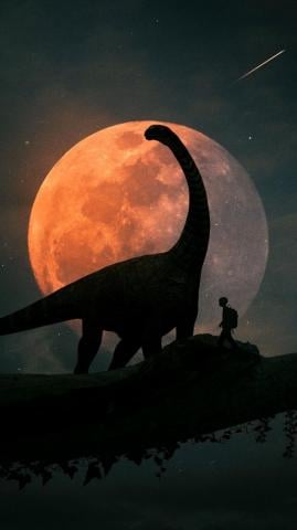 Silhouettes Dinosaur Planet Photoshop Art Wallpaper Fond D