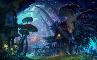 Big Mushrooms Wallpaper Fantasy