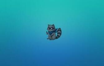 Wallpaper Raccoon Animal Anime Bluish Background Tail Striped