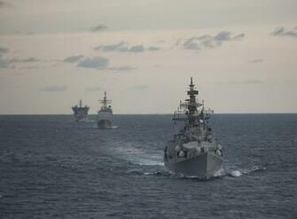 Class Destroyer Of The Indian Navy At Exercise Malabar Wallpaper