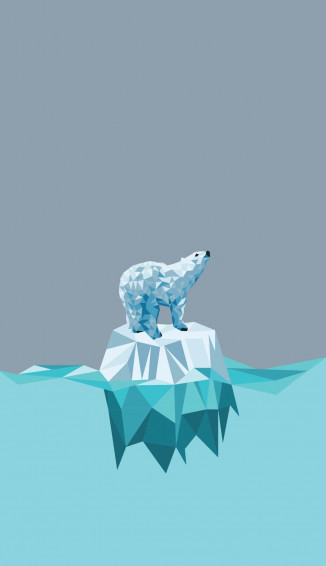 Adorable Cartoon Polar Bear Relaxing On Iceberg Wallpaper