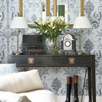 Pale Blue Wallpaper Feature Wall Walls Ideas