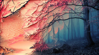 Glitch Art Sakura Tree Forest Trees Wallpaper Jpg