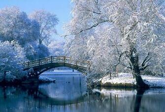 Wallpaper Germany Winter Bridge Snow River Park Desktop