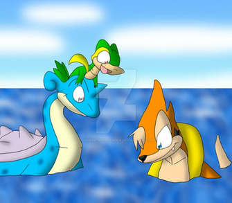 Floatzel Lapras And Snivy By Ganenethedefendra