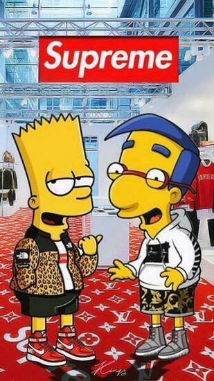 Bart Simpson Supreme Phone Wallpaper For iPhone iPad Android