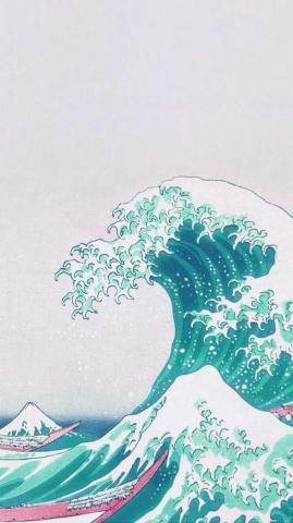 Drawing Of A Tall Tidal Wave Aesthetic iPhone Wallpaper Cute
