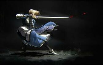 Photo Wallpaper Girl Movement Sword The Saber Fate Zero