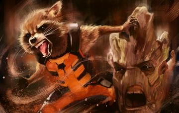 Wallpaper Fiction Figure Art Raccoon Comic Guardians Of The