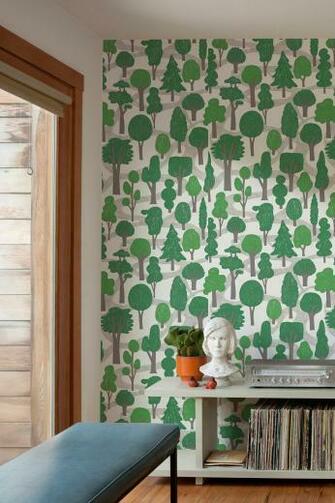 Zig Zag Wallpaper Green Monument Interiors