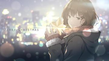 Anime Girl Merry Christmas Winter Star