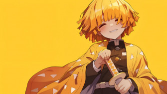 Kny Cute Zenitsu Yellow Wallpaper