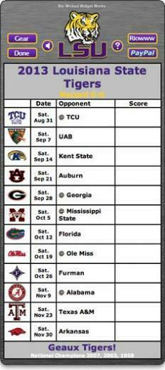Back Of Widget Lsu Tigers Football Schedule Geaux