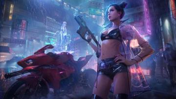 Cyberpunk Girl Motorcycle 4k Wallpaper