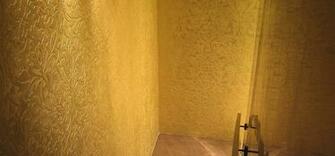 Metallic Plaster Over Paintable Wallpaper And Venetian Stucco