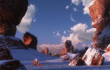Wallpaper Winter Stones Rocks Desert Canyon Digital