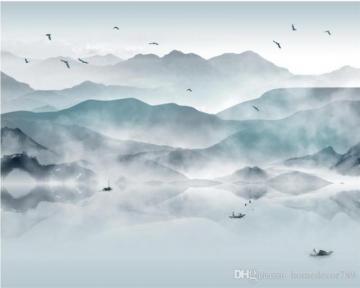 Wholesale And Retail Custom Photo Wallpaper Chinese Abstract Ink