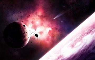 Wallpaper Space Nebula Planet Satellite Asteroids Comet