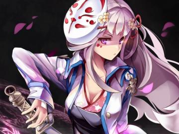Desktop Wallpaper Purple Hair Anime Girl Katana Original HD