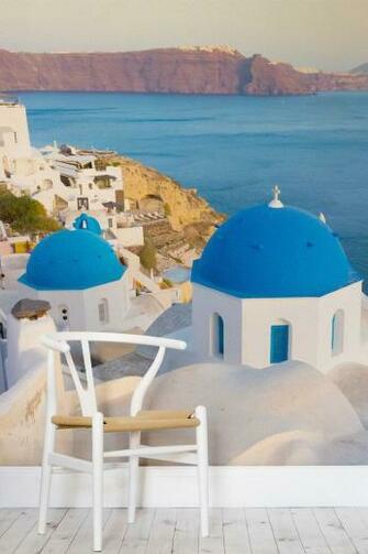 Cliffside Santorini Wallpaper