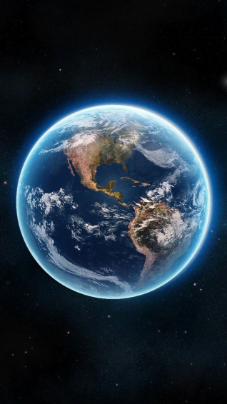 Glowing Planet Earth Illustration iPhone Wallpaper Space