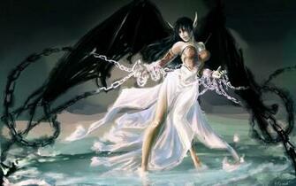 Art Chains Dark Wings Angels Fallen Elf Demon Wallpaper Background