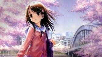Anime Schoolgirl Full HD Wallpaper 1080p Pink