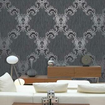 Wallpaper Selene Baroque Damask Ebony By Vymura London