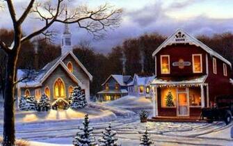 Winter Village Wallpaper Walltor