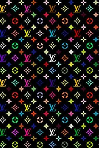 Louis Vuitton Patterns On Black Background iPhone Wallpaper