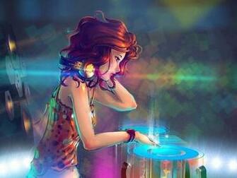 Dj Anime Girl With Headphones Wallpaper Computer
