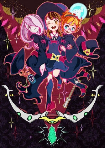 Little Witch Academia Characters Black Background Hzhqik698p9g1sz4 Wallpaper