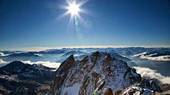 Mountains Winter Sun Wallpaper